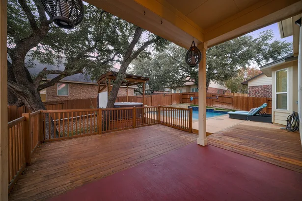 Outdoor patio before staging — bare deck